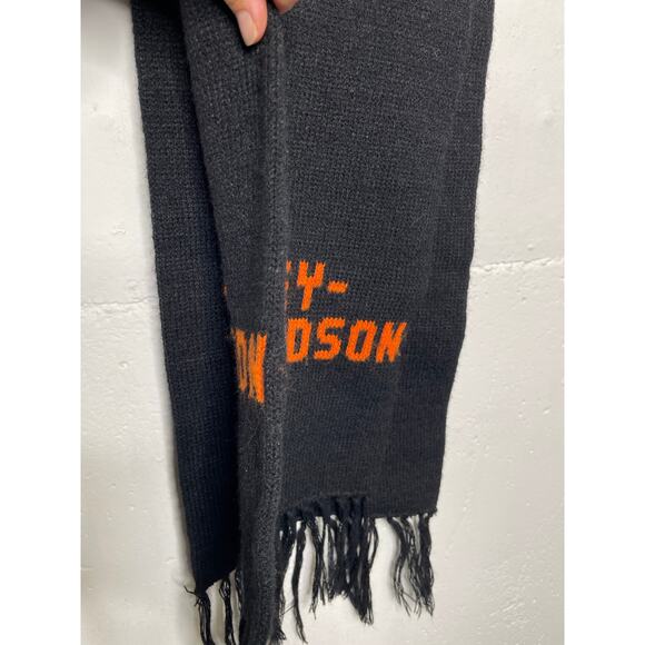Vintage Harley- Davidson Acrylic Scarf Black Orange made in USA - Picture 4 of 8